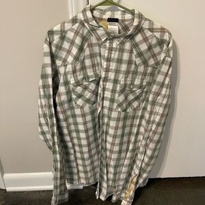 Patagonia Men’s XL Organic Cotton Plaid Button-Down Shirt - Green/Brown